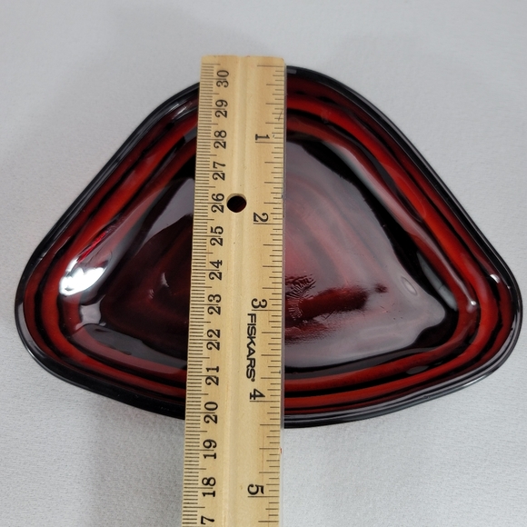 Vtg Royal Ruby Triangular Relish Insert Glass Dish - Picture 11 of 12